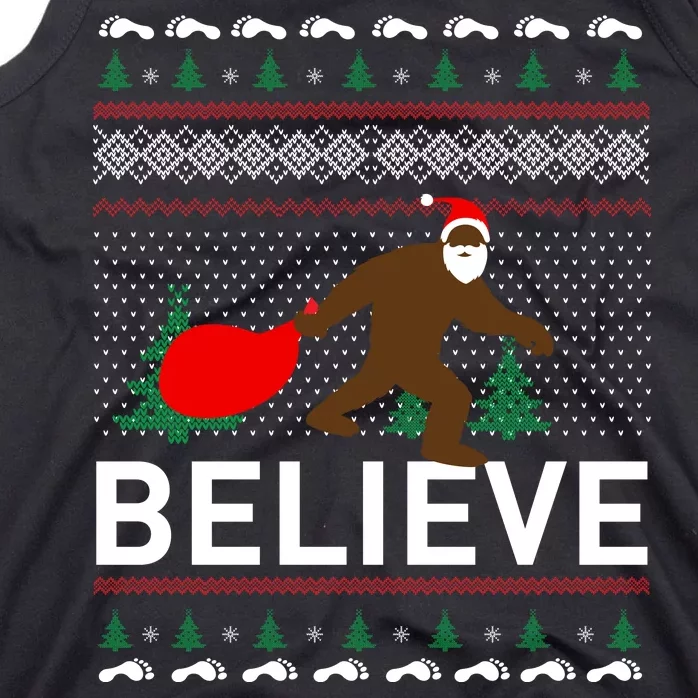 Big Foot Believe Ugly Christmas Sweater Tank Top