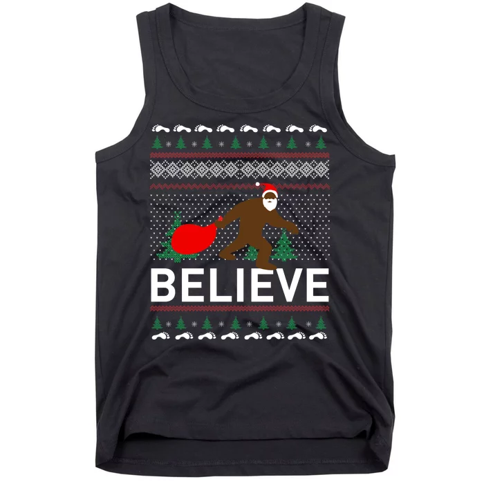 Big Foot Believe Ugly Christmas Sweater Tank Top