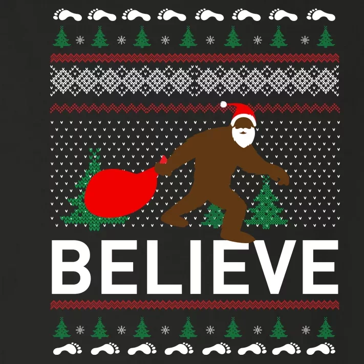 Big Foot Believe Ugly Christmas Sweater Toddler Long Sleeve Shirt