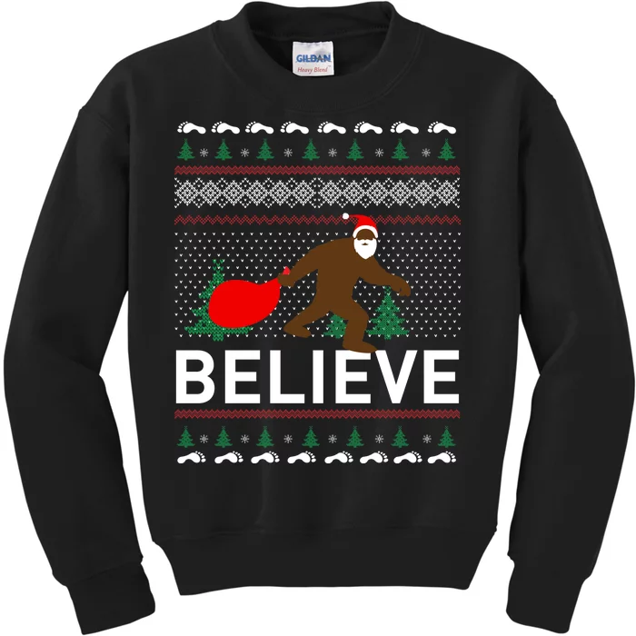 Big Foot Believe Ugly Christmas Sweater Kids Sweatshirt