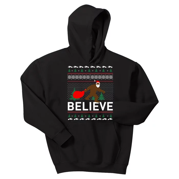 Big Foot Believe Ugly Christmas Sweater Kids Hoodie