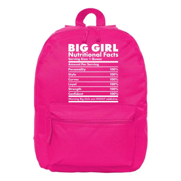 Big Girl Nutritional Facts 16 in Basic Backpack