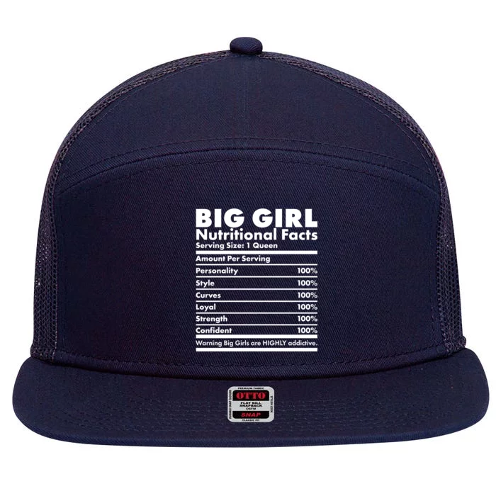 Big Girl Nutritional Facts 7 Panel Mesh Trucker Snapback Hat