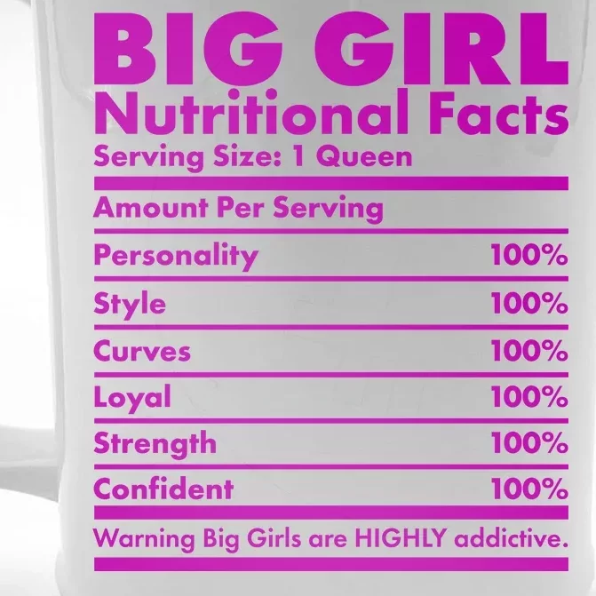 Big Girl Nutritional Facts Front & Back Beer Stein