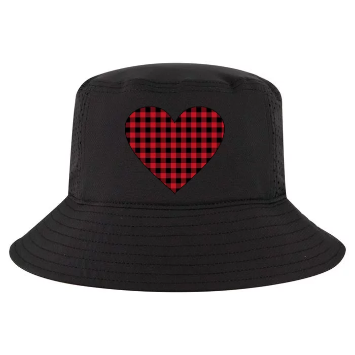 Big Heart Red Plaid Valentines Day Cool Comfort Performance Bucket Hat