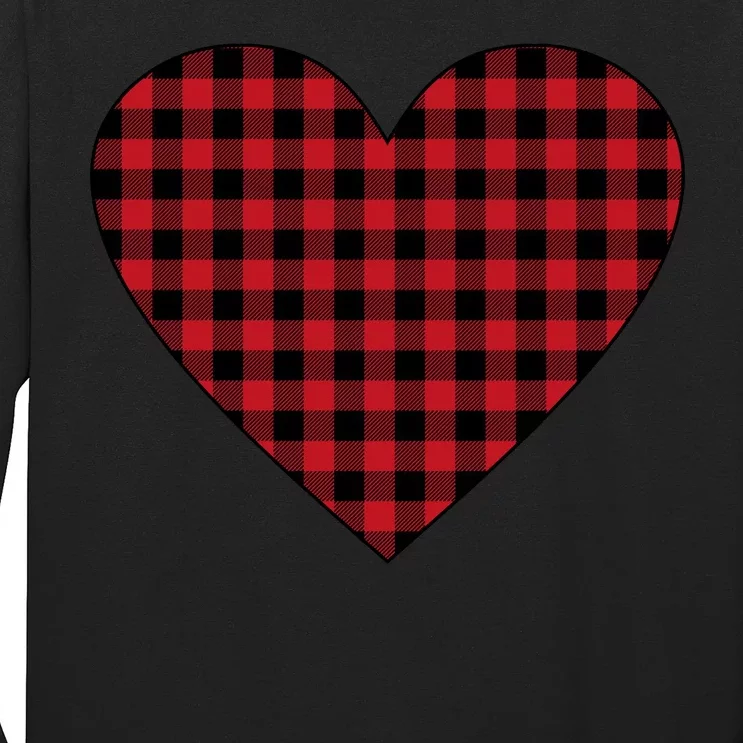 Big Heart Red Plaid Valentines Day Long Sleeve Shirt