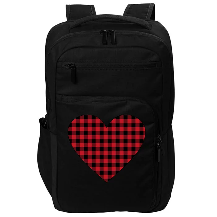 Big Heart Red Plaid Valentines Day Impact Tech Backpack