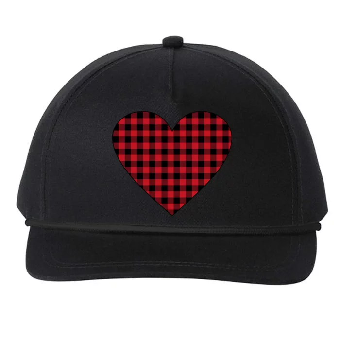 Big Heart Red Plaid Valentines Day Snapback Five-Panel Rope Hat