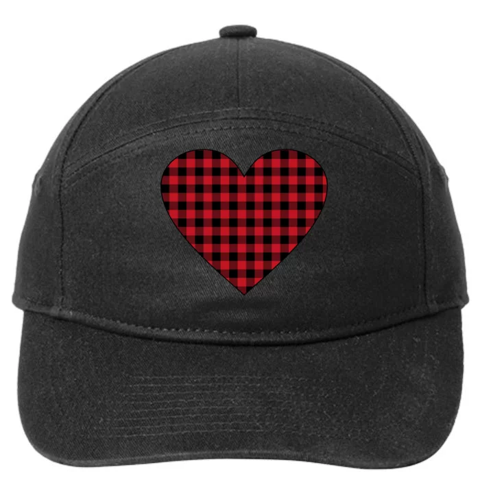 Big Heart Red Plaid Valentines Day 7-Panel Snapback Hat