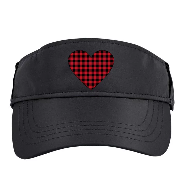 Big Heart Red Plaid Valentines Day Adult Drive Performance Visor