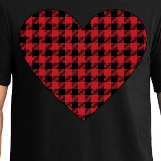 Big Heart Red Plaid Valentines Day Pajama Set