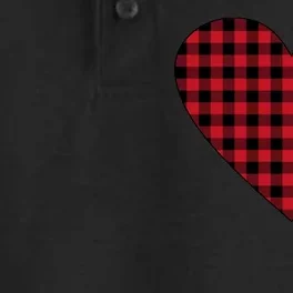 Big Heart Red Plaid Valentines Day Dry Zone Grid Performance Polo