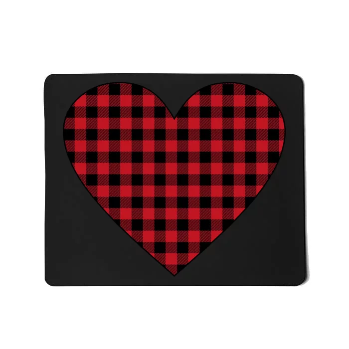 Big Heart Red Plaid Valentines Day Mousepad