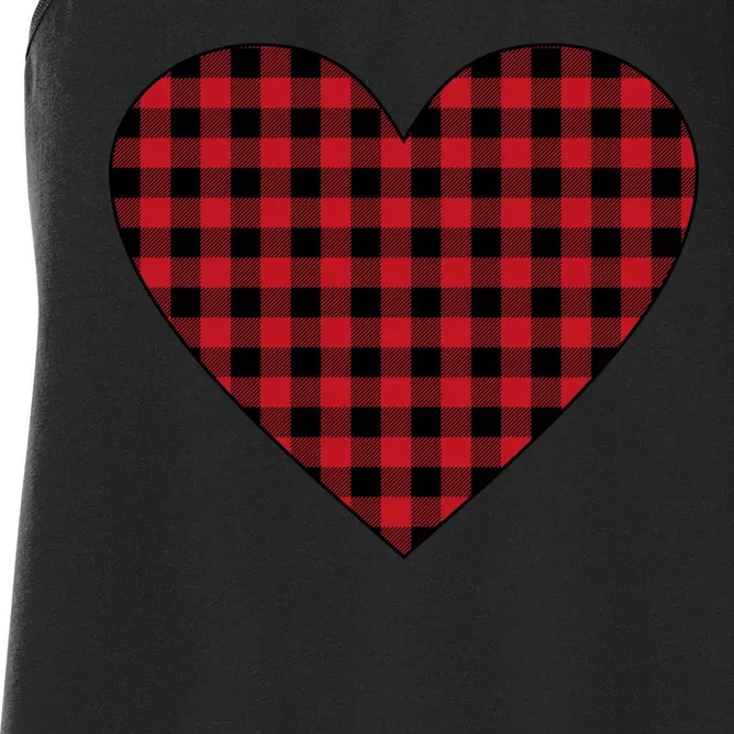 Big Heart Red Plaid Valentines Day Women's Racerback Tank