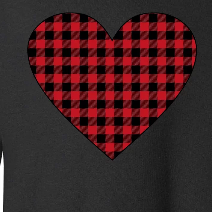 Big Heart Red Plaid Valentines Day Toddler Sweatshirt