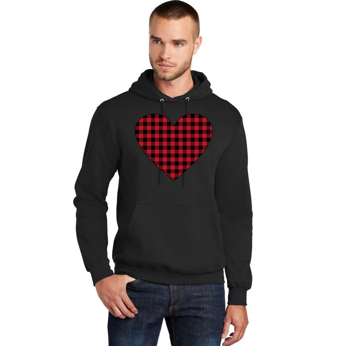 Big Heart Red Plaid Valentines Day Tall Hoodie