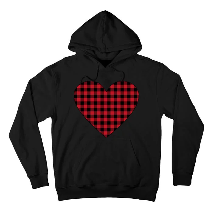 Big Heart Red Plaid Valentines Day Tall Hoodie