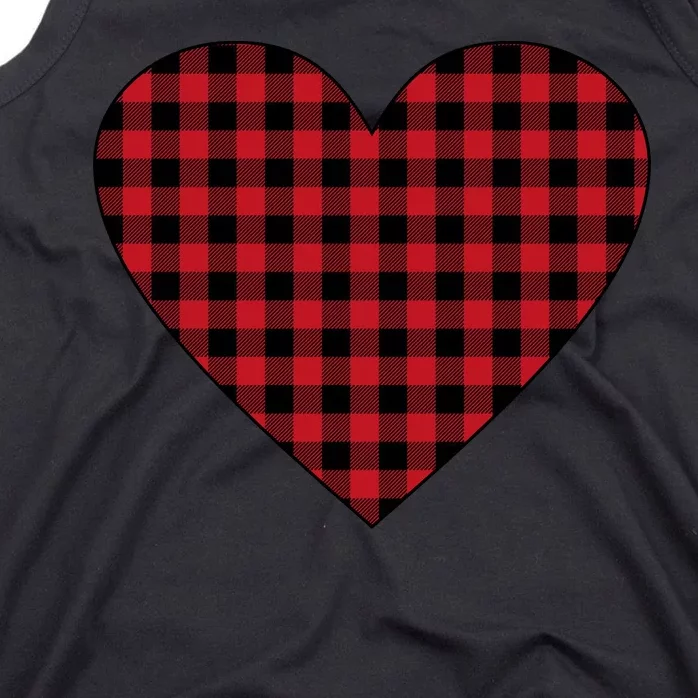 Big Heart Red Plaid Valentines Day Tank Top