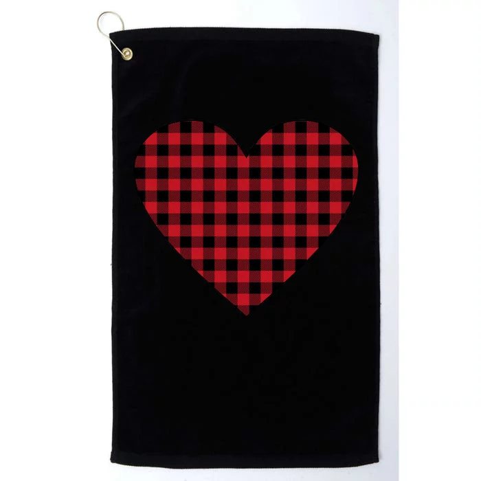 Big Heart Red Plaid Valentines Day Platinum Collection Golf Towel