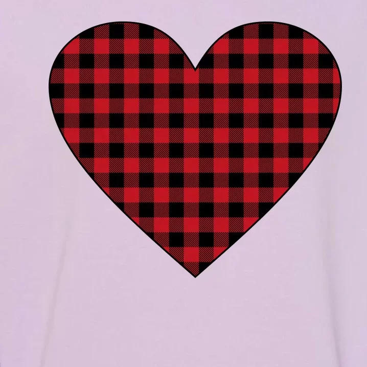 Big Heart Red Plaid Valentines Day Garment-Dyed Sweatshirt