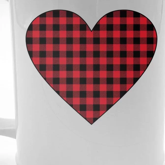 Big Heart Red Plaid Valentines Day Front & Back Beer Stein