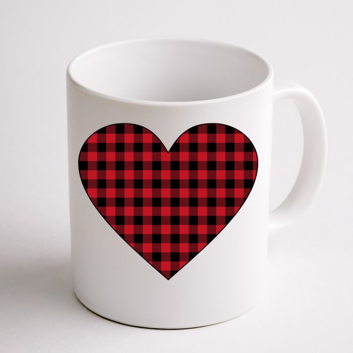 Big Heart Red Plaid Valentines Day Front & Back Coffee Mug