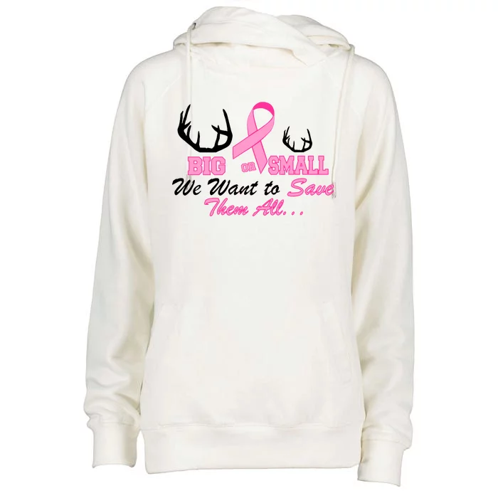 Big Or Small Want To Save Them All Breast Cancer Racks Womens Funnel Neck Pullover Hood