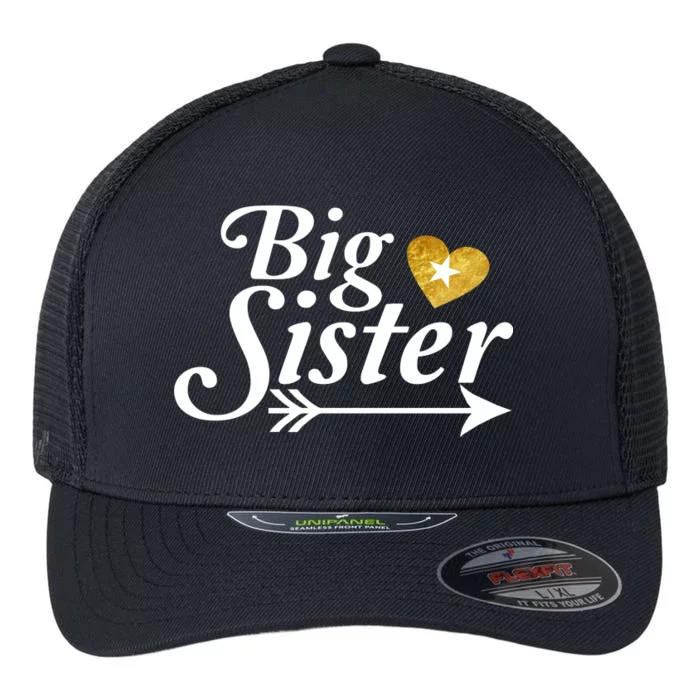 Big Sister Arrow Gold Heart Flexfit Unipanel Trucker Cap