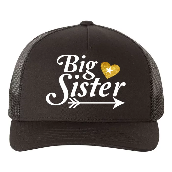 Big Sister Arrow Gold Heart Yupoong Adult 5-Panel Trucker Hat