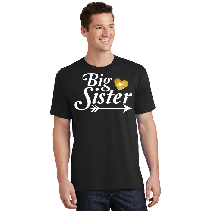 Big Sister Arrow Gold Heart T-Shirt