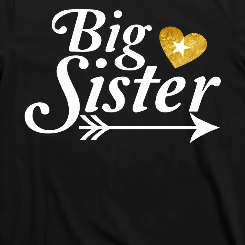 Big Sister Arrow Gold Heart T-Shirt