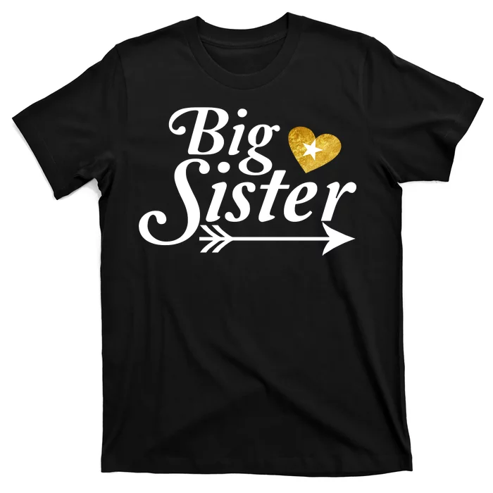 Big Sister Arrow Gold Heart T-Shirt