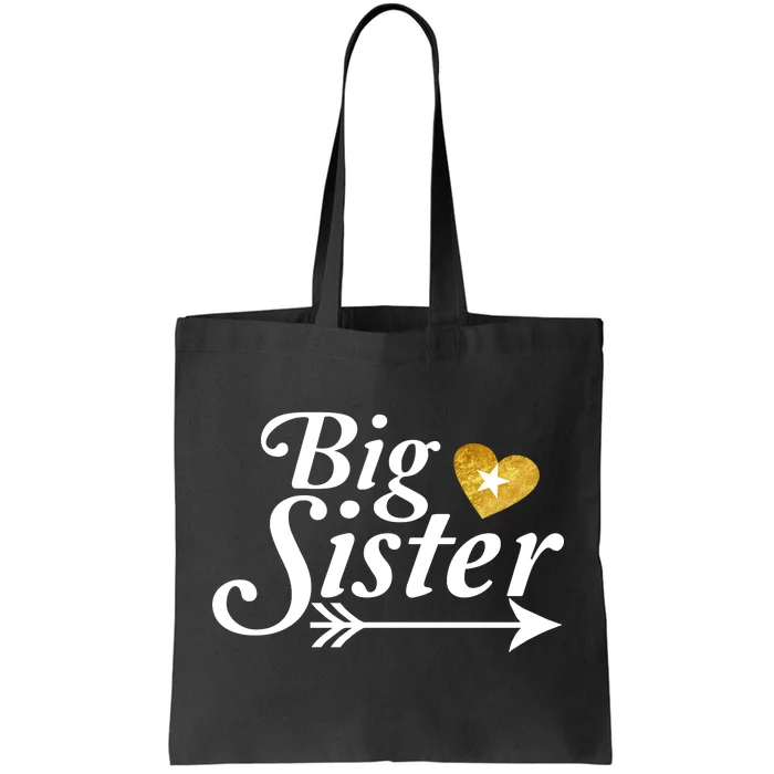 Big Sister Arrow Gold Heart Tote Bag