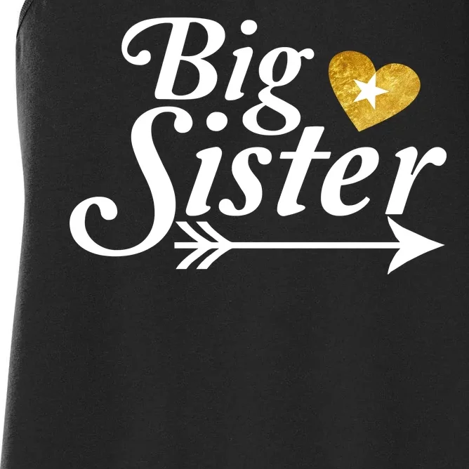 Big Sister Arrow Gold Heart Women's Racerback Tank