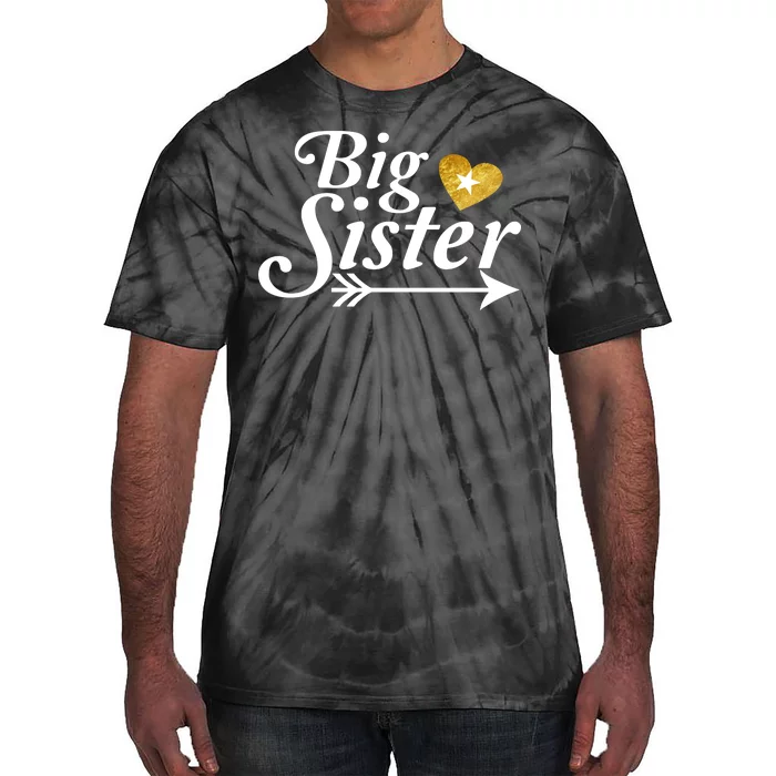 Big Sister Arrow Gold Heart Tie-Dye T-Shirt