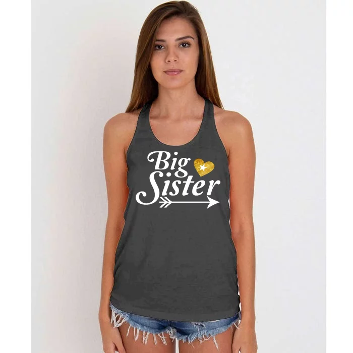 Big Sister Arrow Gold Heart Women's Knotted Racerback Tank