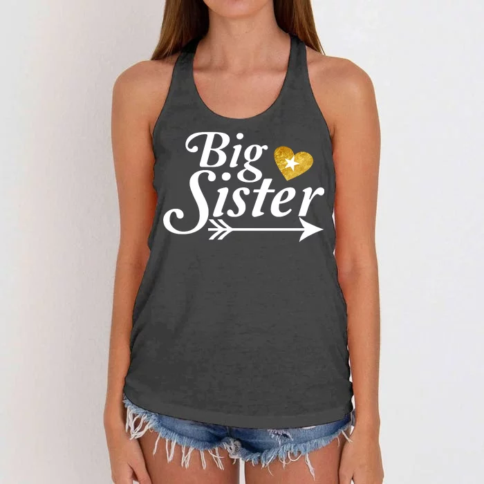 Big Sister Arrow Gold Heart Women's Knotted Racerback Tank