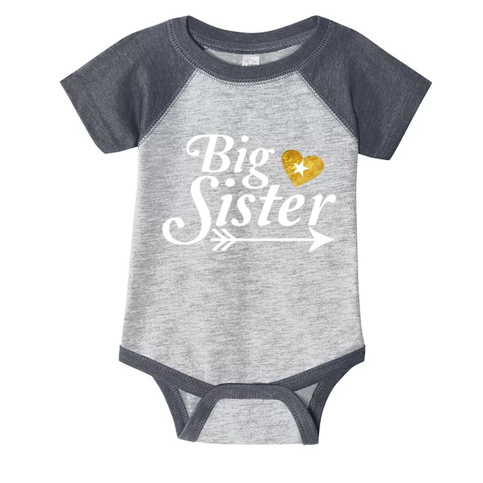 Big Sister Arrow Gold Heart Infant Baby Jersey Bodysuit