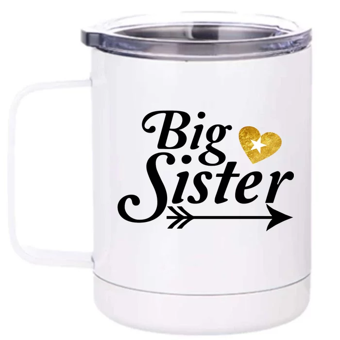 Big Sister Arrow Gold Heart Front & Back 12oz Stainless Steel Tumbler Cup