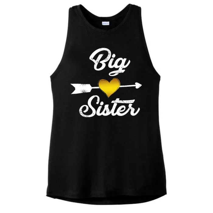 Big Sister Golden Arrow Heart Ladies Tri-Blend Wicking Tank