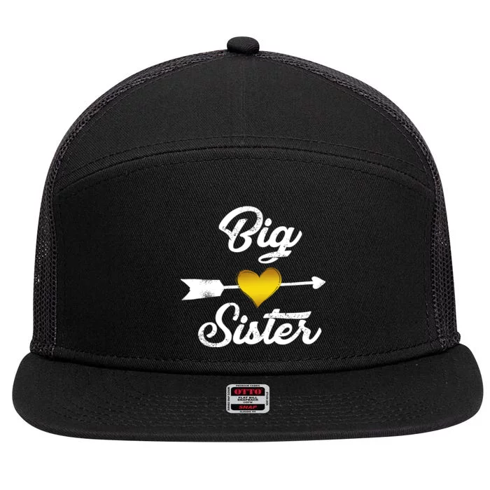 Big Sister Golden Arrow Heart 7 Panel Mesh Trucker Snapback Hat