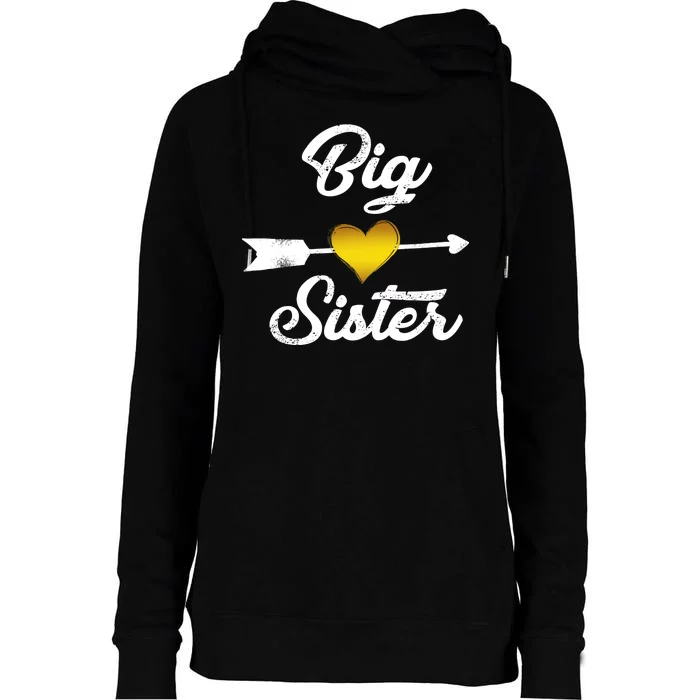 Big Sister Golden Arrow Heart Womens Funnel Neck Pullover Hood