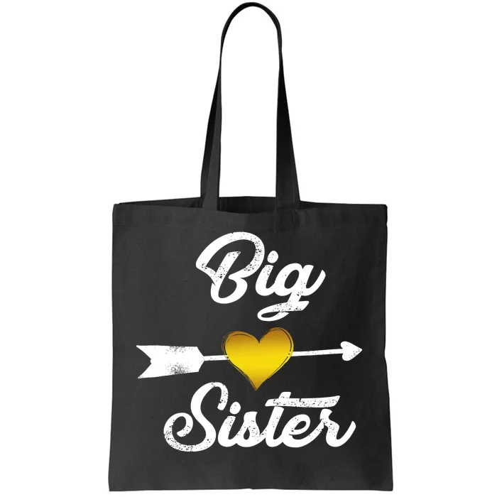 Big Sister Golden Arrow Heart Tote Bag