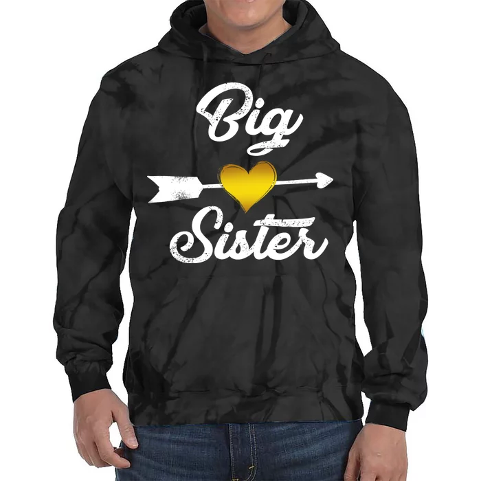 Big Sister Golden Arrow Heart Tie Dye Hoodie