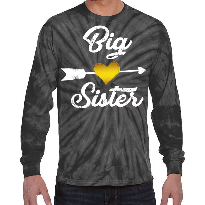 Big Sister Golden Arrow Heart Tie-Dye Long Sleeve Shirt