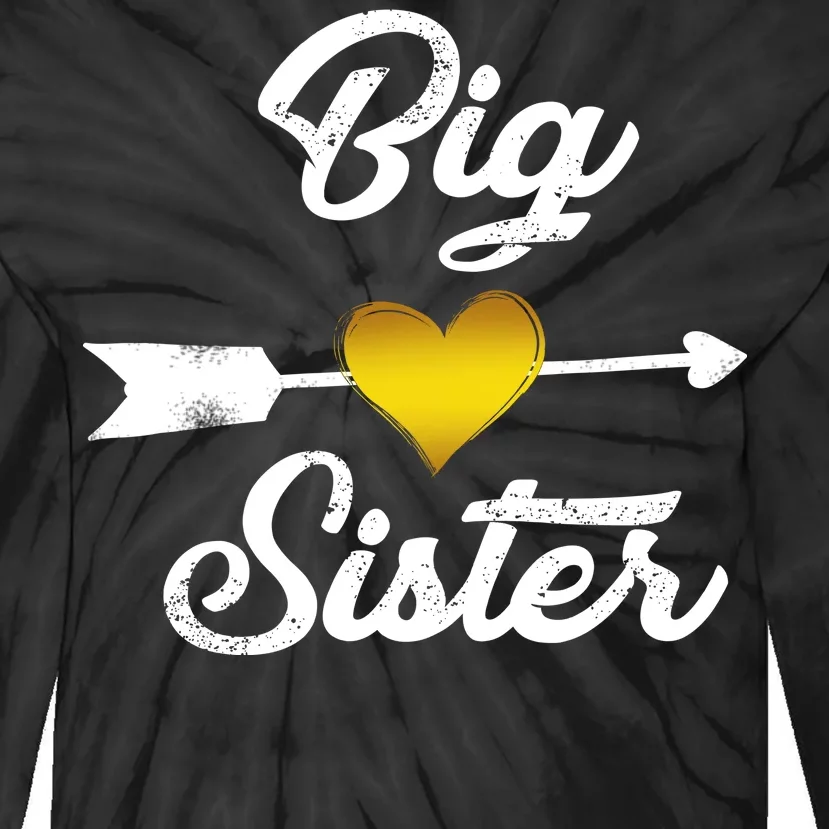 Big Sister Golden Arrow Heart Tie-Dye Long Sleeve Shirt