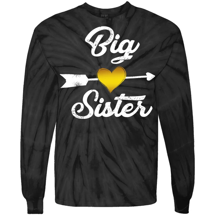 Big Sister Golden Arrow Heart Tie-Dye Long Sleeve Shirt