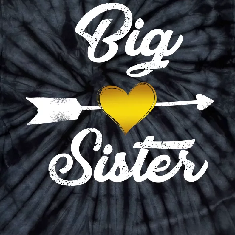 Big Sister Golden Arrow Heart Tie-Dye T-Shirt