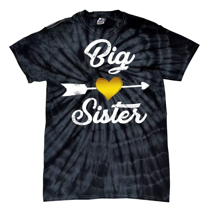 Big Sister Golden Arrow Heart Tie-Dye T-Shirt