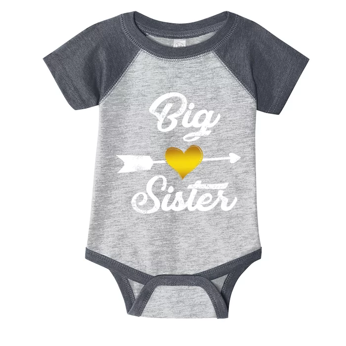 Big Sister Golden Arrow Heart Infant Baby Jersey Bodysuit